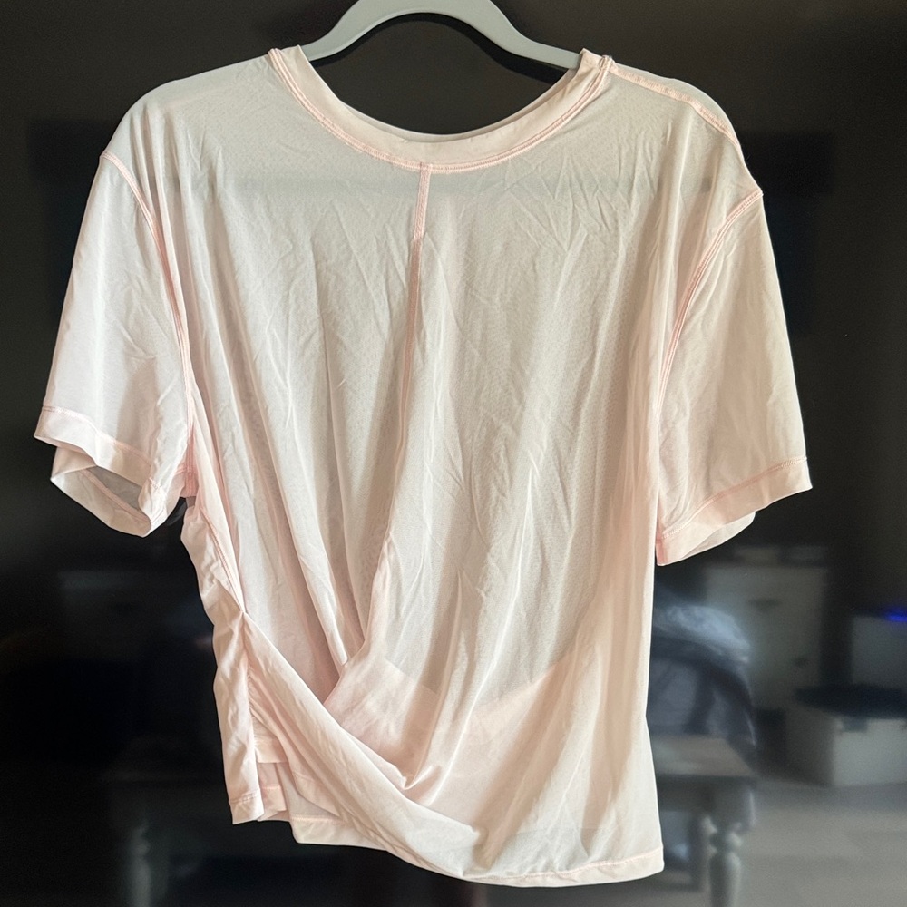 Lululemon Strawberry Milkshake Women’s Twist-Front Short Sleeve sheer Top 8
